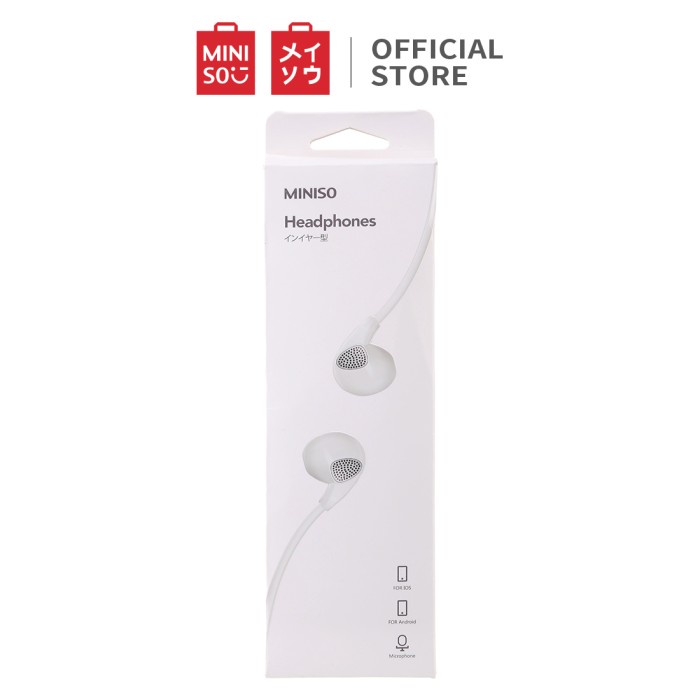 MINISO Headset Earphone Kabel Earbuds In Ear Headphone Klasik Stereo - Putih