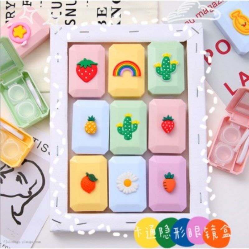 [COD] SOFTLENS CASE WITH MIROR KOTAK LENSA DENGAN CERMIN KARAKTER LUCU CUTE IMPORT TEMPAT PENYIMPANAN LENSA MATA