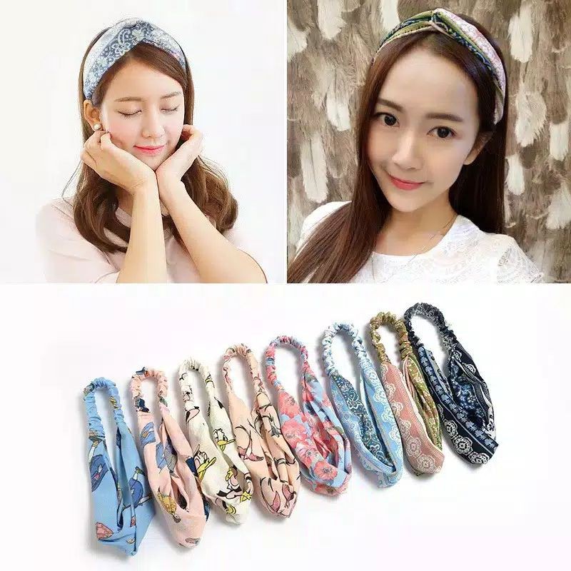 Premium Bandana Bando Simpul Pita Twist Elastis Jepit Ala Korea Wanita