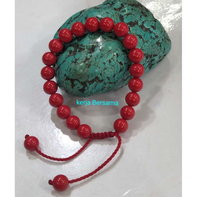 gelang batu akik warna merah marjan