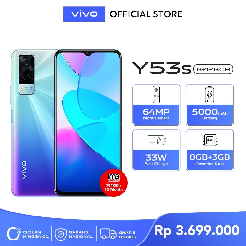 HP VIVO Y53S Y53 S RAM 8GB ROM 128 8/128 8/128 RAM8 GARANSI RESMI 1TH SEGEL ORI ASLI NEW 100%