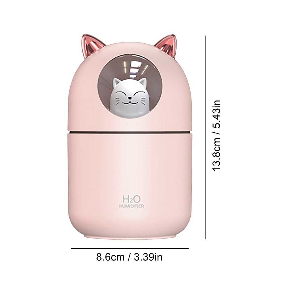 Humidifier 300ml Pelembab Udara Diffuser Bentuk Kucing Gemoy Unik Lucu Cute Cat