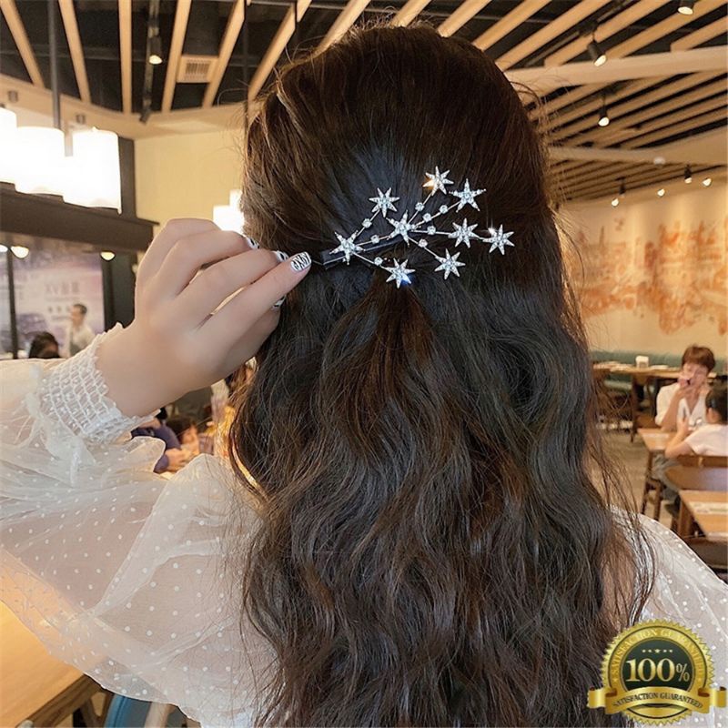 Silver starry branch hairpin