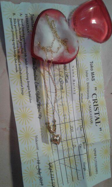 Kalung Emas Asli Kadar 700 Model Fancy Hati Cristal