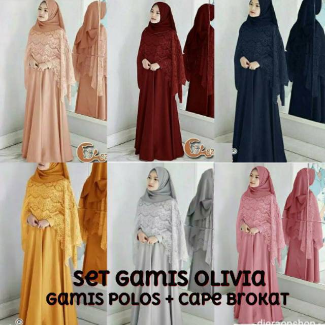 Realpict OLIVIA SYARI gamis brukat glitter kebaya busui modern cape murah jumbo LD110 kebaya batwing