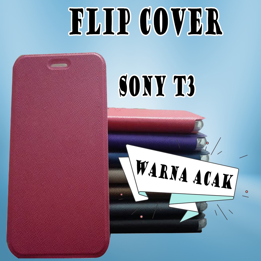 WARNA ACAK Casing Sarung Leather Case Flip Cover Dompet SONY T3 NON JENDELA