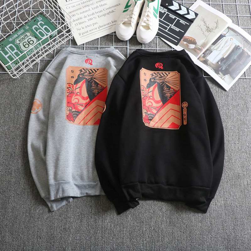 Sweater Kaos  Lengan  Panjang  Round Neck Longgar Untuk Pria  