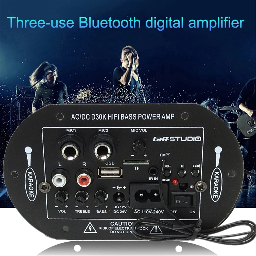 TaffSTUDIO Amplifier Board Audio Bluetooth USB FM Radio TF Player Subwoofer DIY 35W - D30K - Black