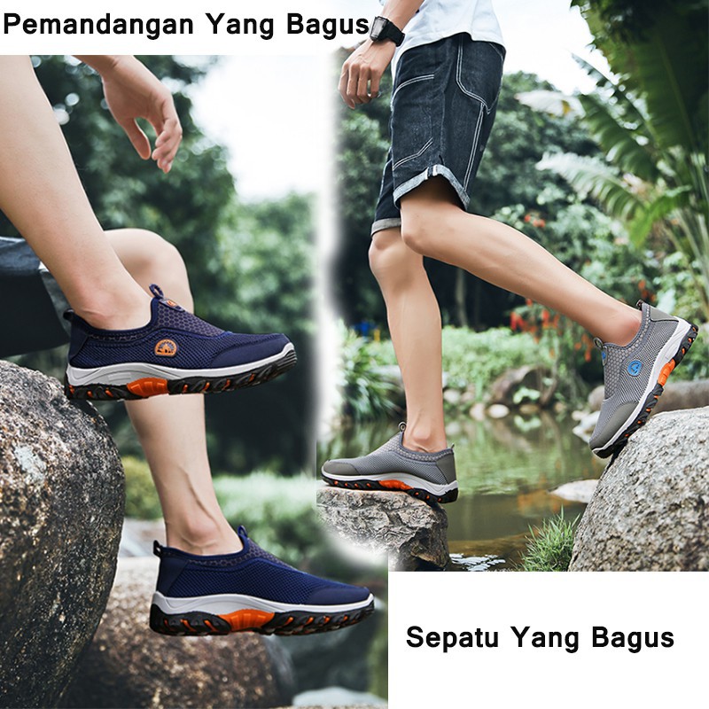 Sepatu Hiking Pria Outdoor Shoes Sepatu Gunung Slip On Olahraga Casual Import