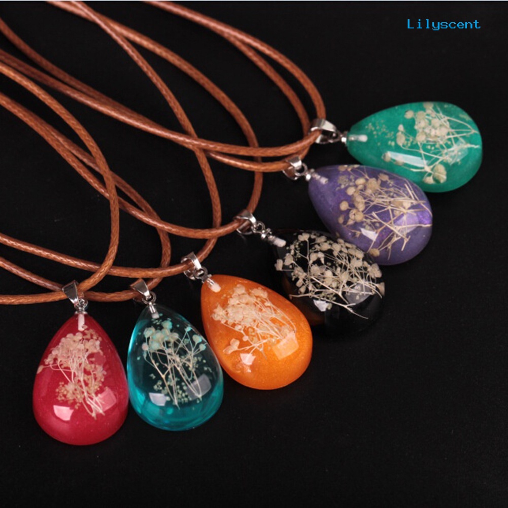 Kalung Liontin Bunga Kering Glow in The Dark Untuk Wanita