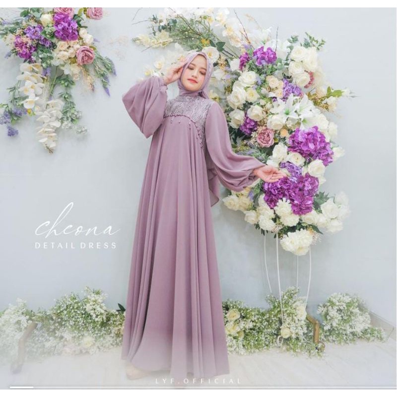 dress cheona/gaun barokat muslim/gaun kondangan/gaun lamaran/gaun wisuda/gamI MUSLIMAH/ DRES MUSLIM MURAH/ BUMIL/BUSUY