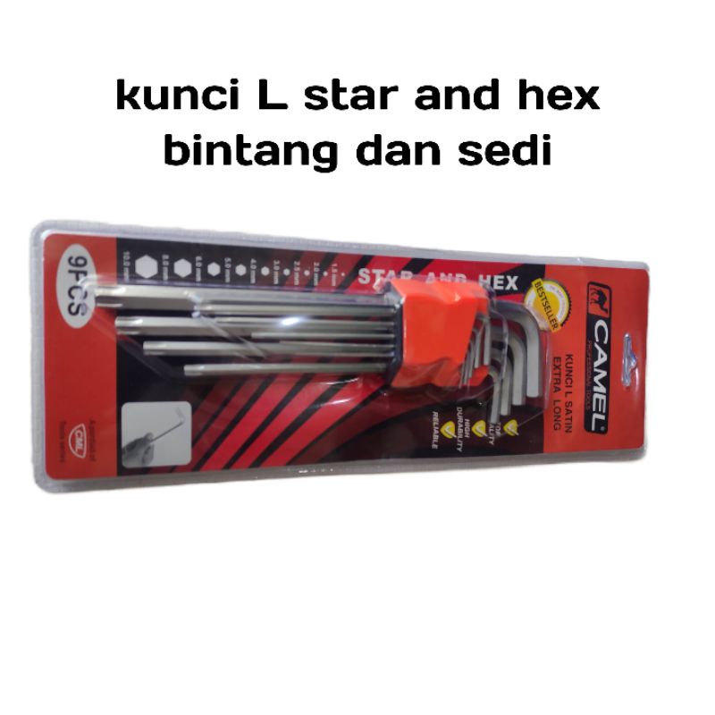 KUNCI L SET  SATIN XTRA LONG 9 UKURAN  1.5, 2, 3,4,5,6,8,10mm