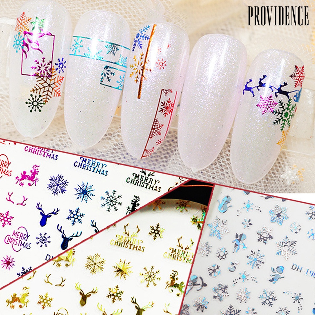 Stiker Kuku Motif Kepingan Salju Natal 3d Untuk Dekorasi Nail Art