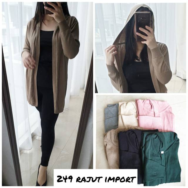 Cardigan Panjang hoodie Rajut Import (249)