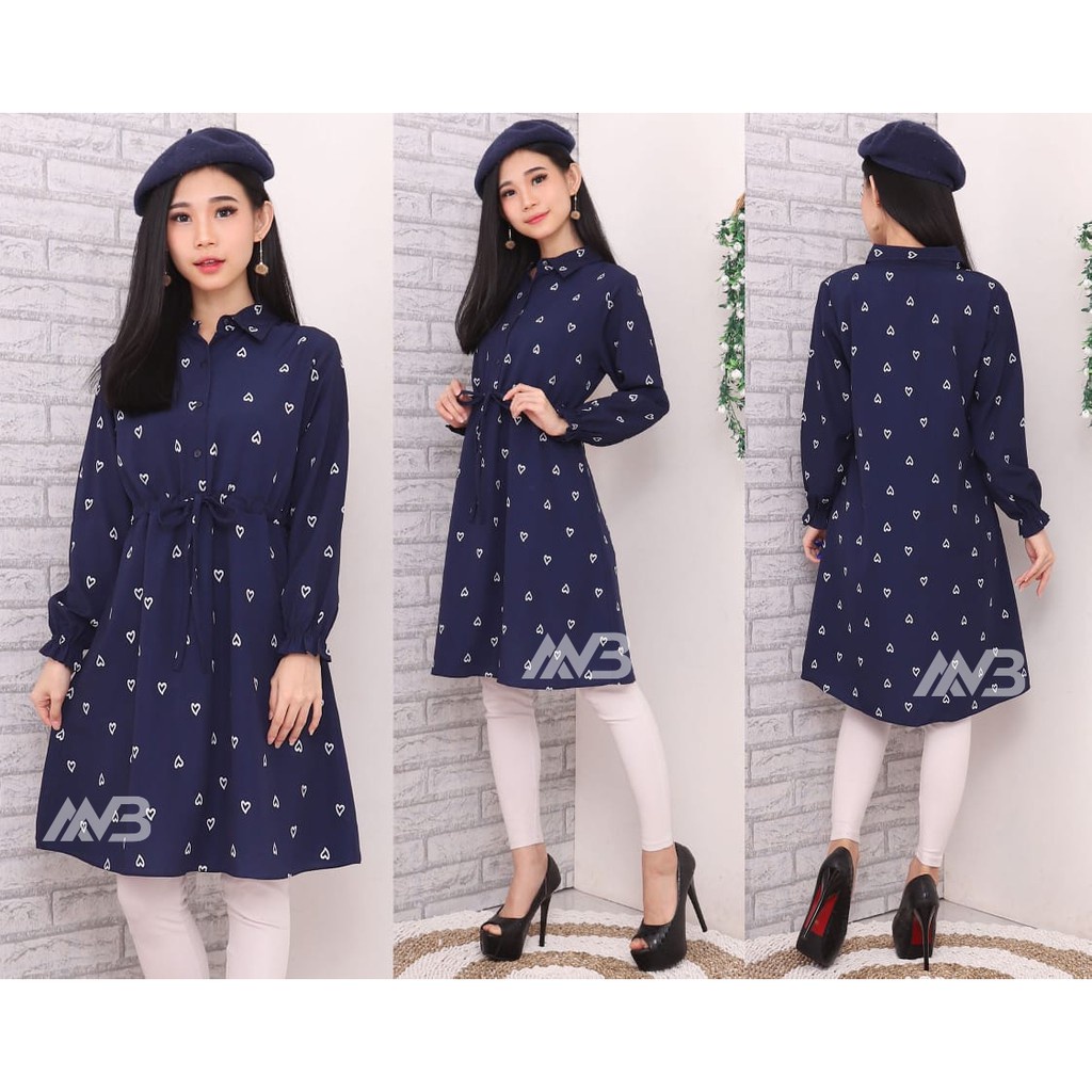 BEFAST - Tunik Kemeja AMIKU Motif 066 XL LD 100 cm PJ 92 cm / Tunik Kemeja Model Motif Kerah / Fashion Wanita Muslimah / Tunik Motif / Tunik Lengan Panjang / Keluaran Terbaru 2022 / Termurah