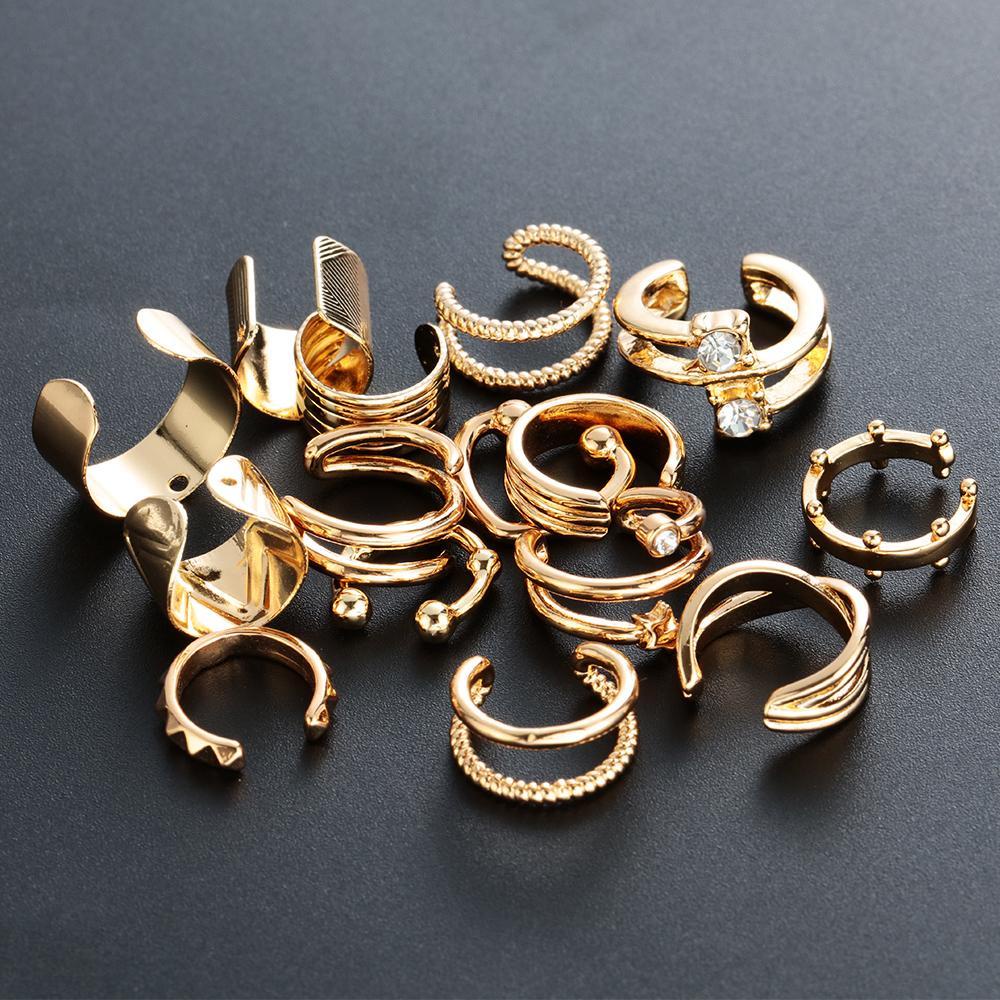 Preva CZ Cuff Earrings Aksesoris Pesta Tanpa Tindik Anting Tanpa Tindik