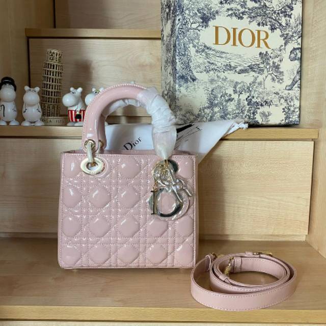 ChristianDior Pink Patent Leather Cannage Lady Bag