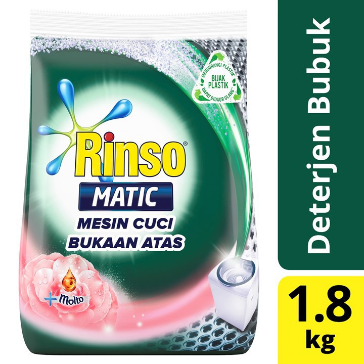RINSO Molto Matic Deterjen Bubuk Mesin Cuci Bukaan Atas 1,8 Kg
