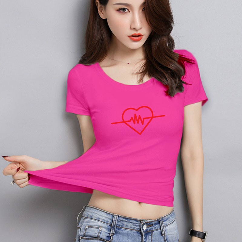 YOURSTYLE1119 - KAOS WANITA ONECK HEARTBEAT/ KAOS TERLARIS / KAOS ONECK/ VALENTINE