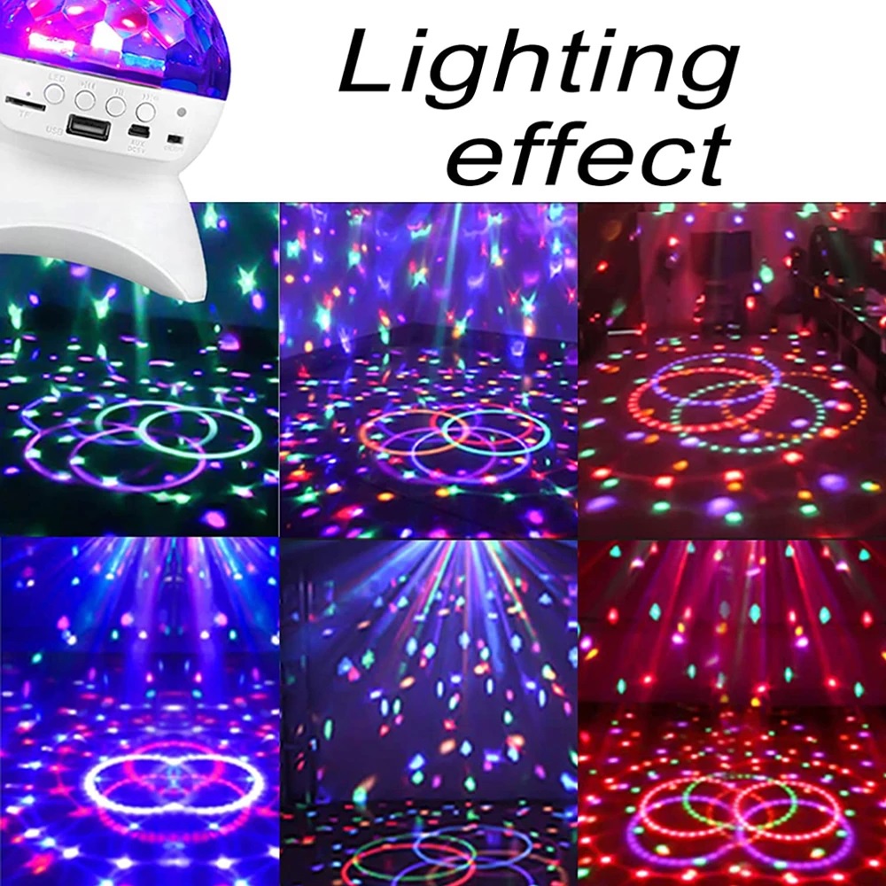 Lampu proyeksi mikrofon wireless bluetooth speaker RGB disco light Decoration lampu rotating Musical Ball