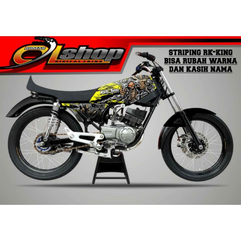 Striping Yamaha RX king Motif Tengkorak Yellow variasi sticker