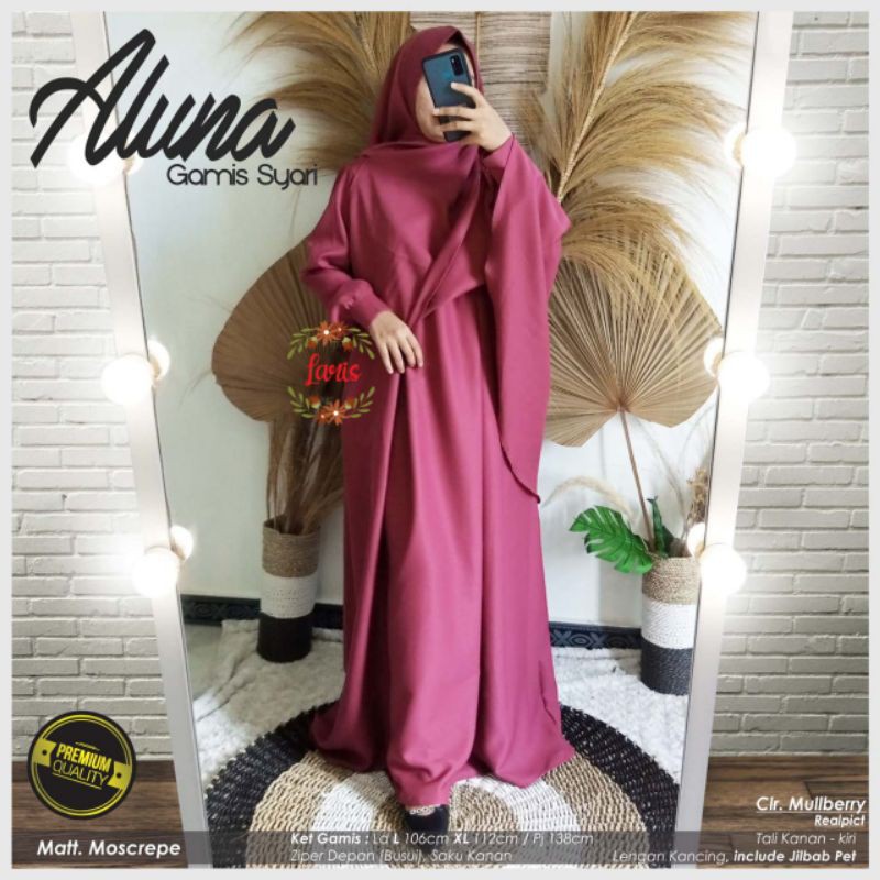 GAMIS SYAR'I ALUNA + free hijab syari