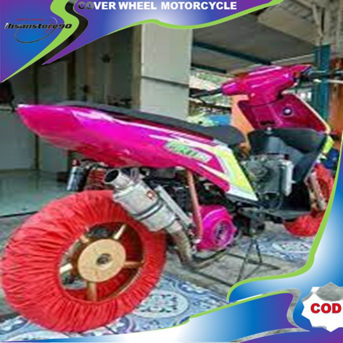 Cover Sarung Penutup Pembungkus Bungkus Pelindung Ban Motor Sport Bebek Matick Metik Road Race Trail Moge Supermoto Custom Contes Soft Wheel Tire Warner / cover ban variasi / Terlaris / Murah