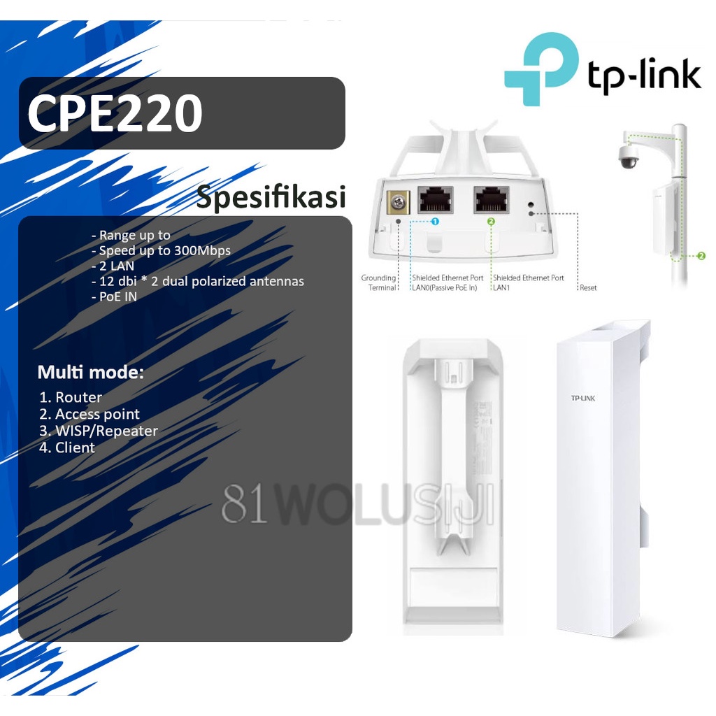 TP-Link CPE220 Wireless Outdoor Antena 12dbi 2.4GHz 300Mbps - Pharos