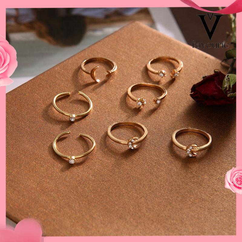 [COD]Cincin Starburst 7PCS Cincin Knuckle Pernikahan Wanita Vintage Kreatif-FA