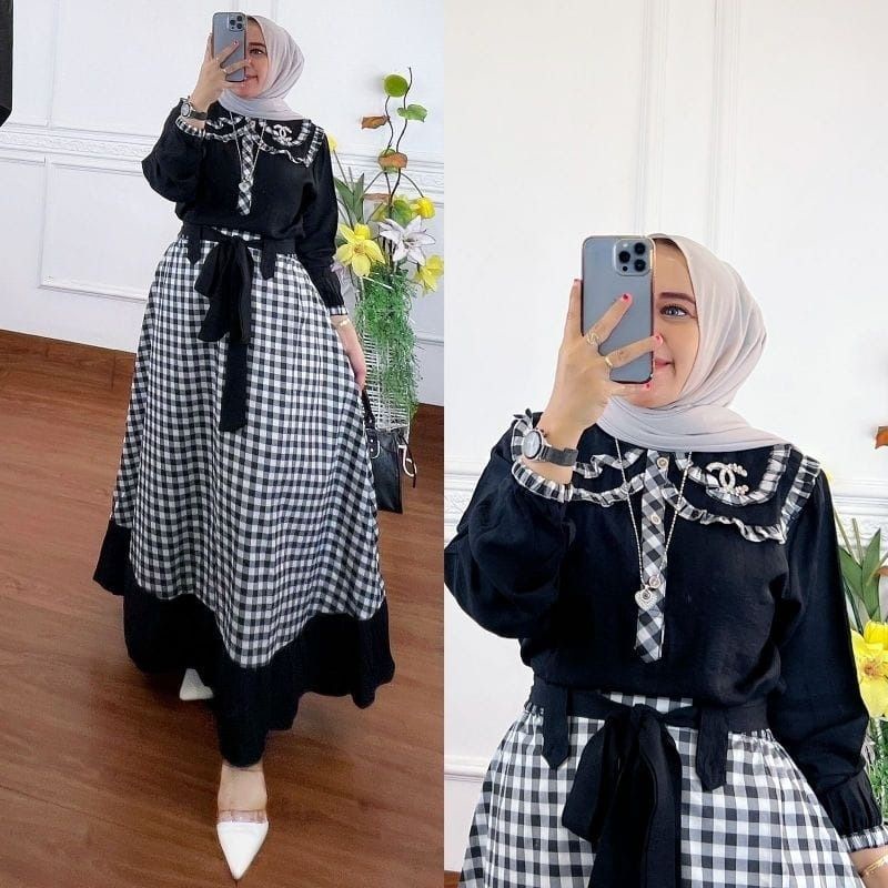 Setelan Ramina set baju remaja wanita XL kantor kampus main gaul stelan rok simpel viral ram at