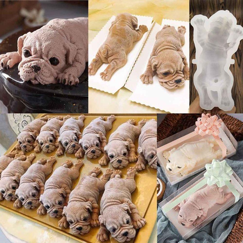 Solighter 3D Dog Cetakan Silikon Fondant Alat Dekorasi Kue Shar Pei Mousse Cake