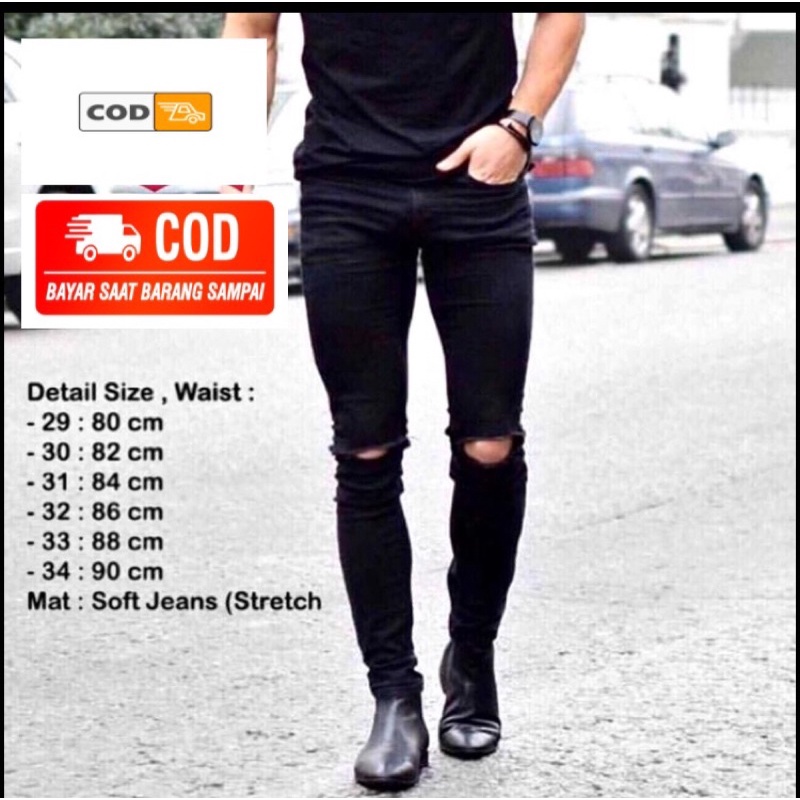 celana panjang sobek dengkul pria slimfit skinny stretch mulur original brand distro termurah  COD