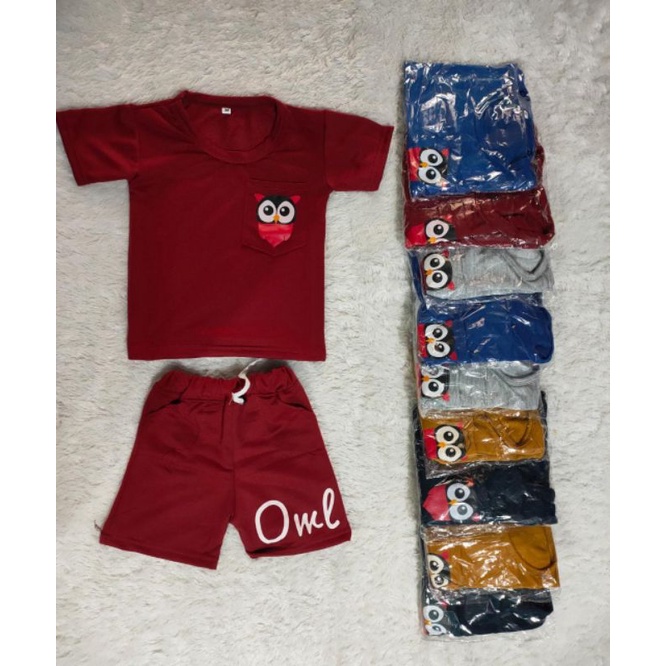 Setelan OWL Set Owl Anak Bahan Beby Terry Set jogger estimasi 8bln-5 thn