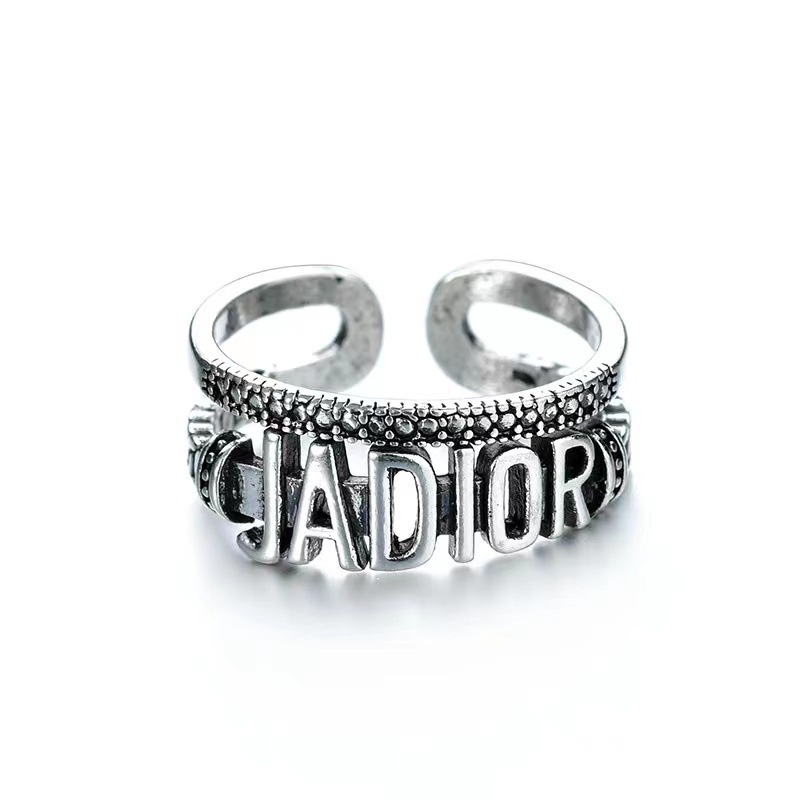 Cincin Model Terbuka Motif Tulisan Gaya retro Eropa Amerika Untuk Pria Dan Wanita