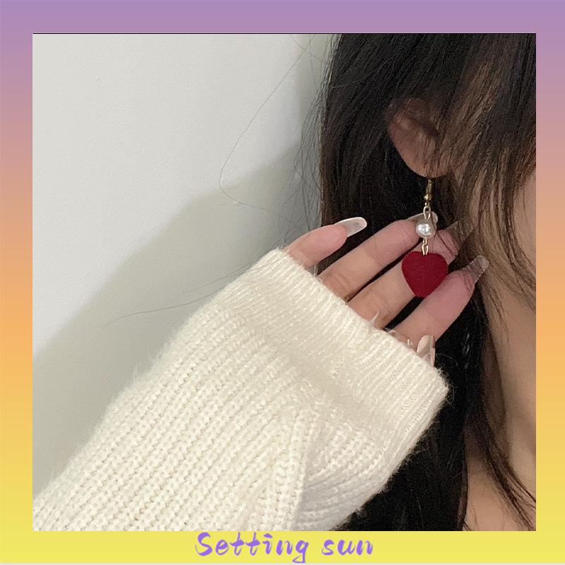 Anting Tusuk Gantung Temperament Desain Hati Gaya Simple Untuk Wanita TN