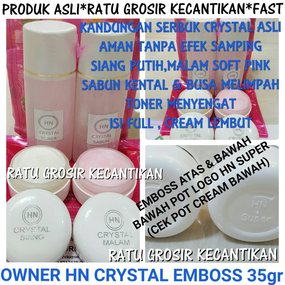 CREAM HN CRYSTAL EMBOSS 35gr ASLI /HN KRISTAL 35gr EMBOSS ATAS & BAWAH