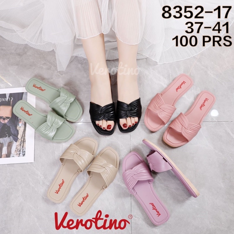 Sandal Jelly Slop Verotino 8352 Sandal Jelly Slop Motif Pita Simpul Terbaru