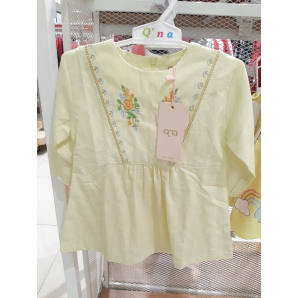 QNA Baju Dress Anak Perempuan Original Motif Bunga Kuning