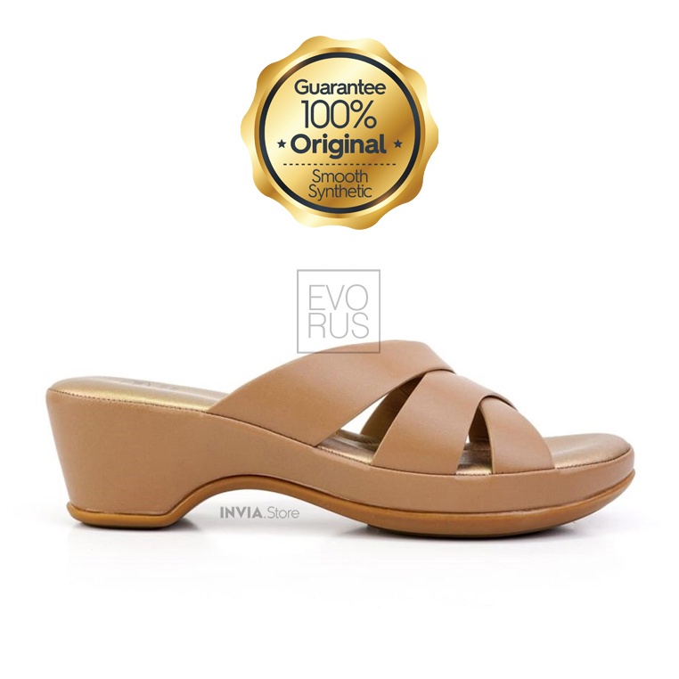 Scholl Memory Cushion B22 Khaki | 100% Scholl Original Sandal Semi Wedges Memory Cushion