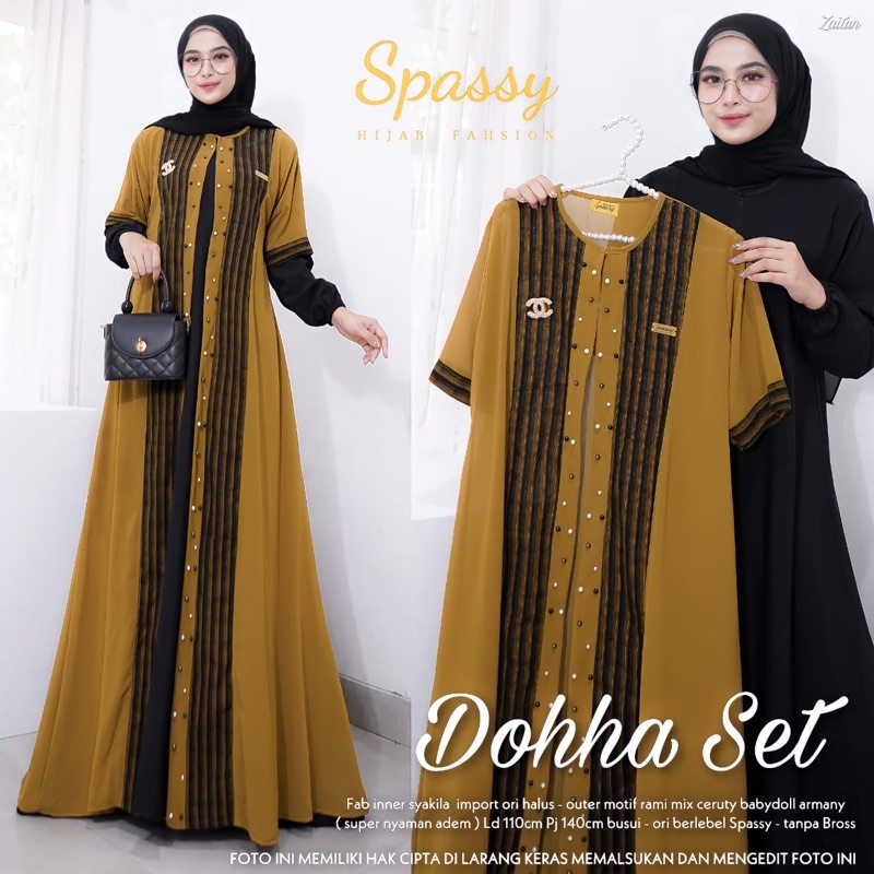 DOHHA SET PREMIUM MOTIF POLOS SALUR BY SPASSY-Zaitun