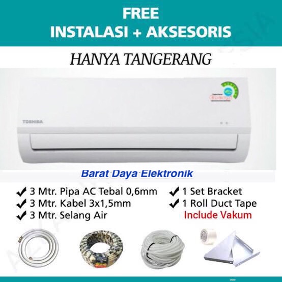 AC TOSHIBA 05 PK LOW WATT RAS05J2AGID 1/2PK 340 Watt GRATIS PEMASANGAN AREA TANGERANG