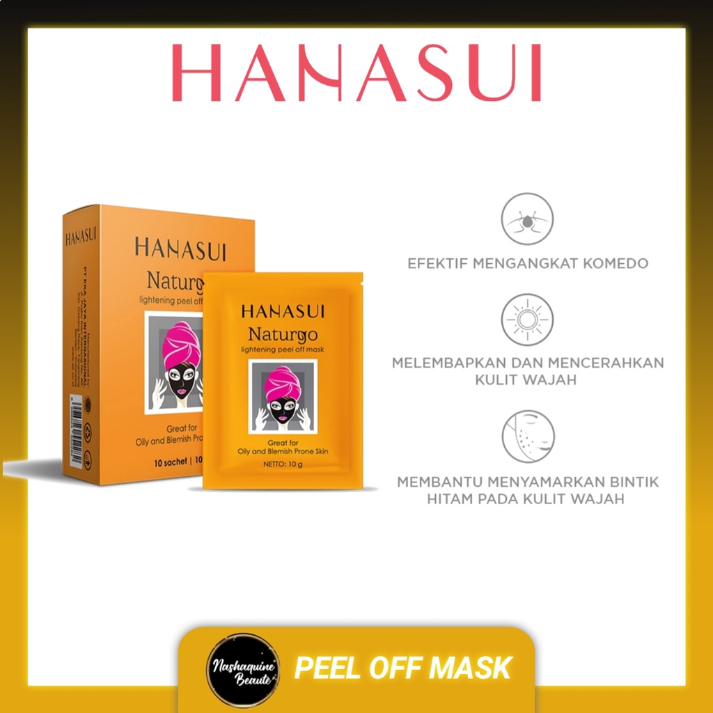 Hanasui Naturgo Peel Off Masker Hitam Komedo | GOLD Anti Aging | Mineral Mud Mask BPOM