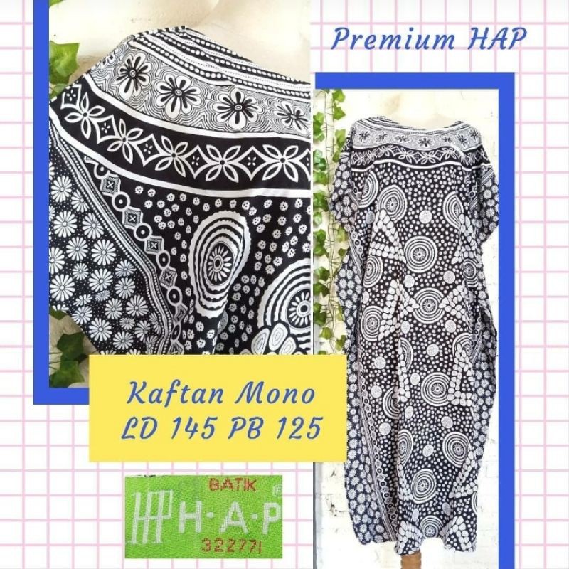 DASTER BATIK HAP ASLI ORIGINAL MODEL KALONG JUMBO MOTIF MONOCHROME BAHAN RAYON TEBAL LD 140 || DASTE