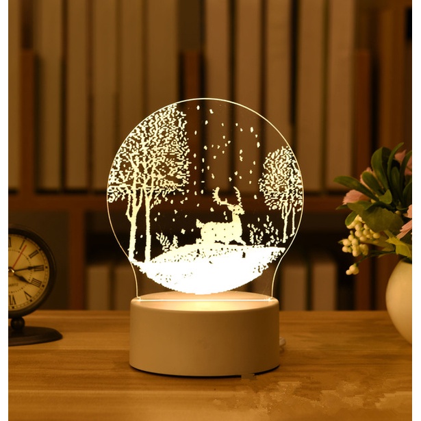 Lampu Akrilik 3D Lampu Tidur Murah Dekorasi Kamar Tidur Lampu Hiasan Aesthetic Warna Warm White