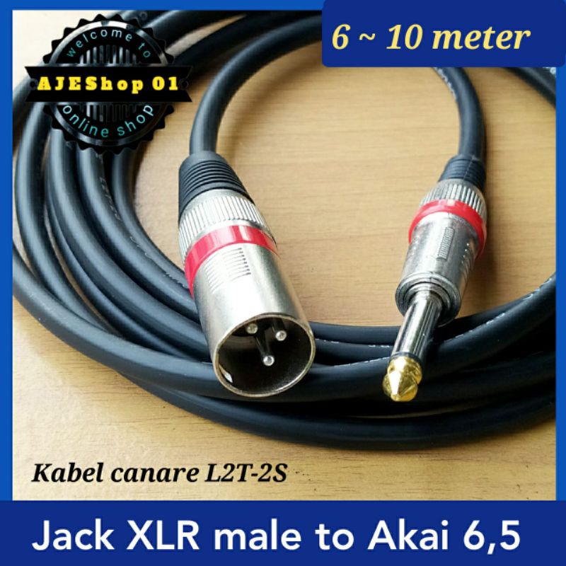 Kabel jack XLR male to akai 6,5 mono kabel canare 5 sampai 10 meter