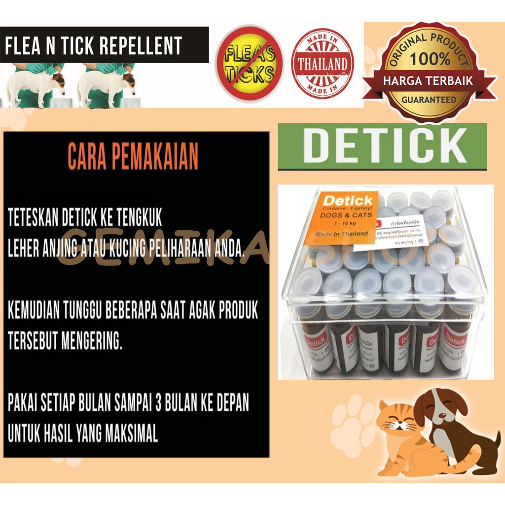 Obat Kutu Detick Kucing &amp; Anjing 1-10kg (1ml)