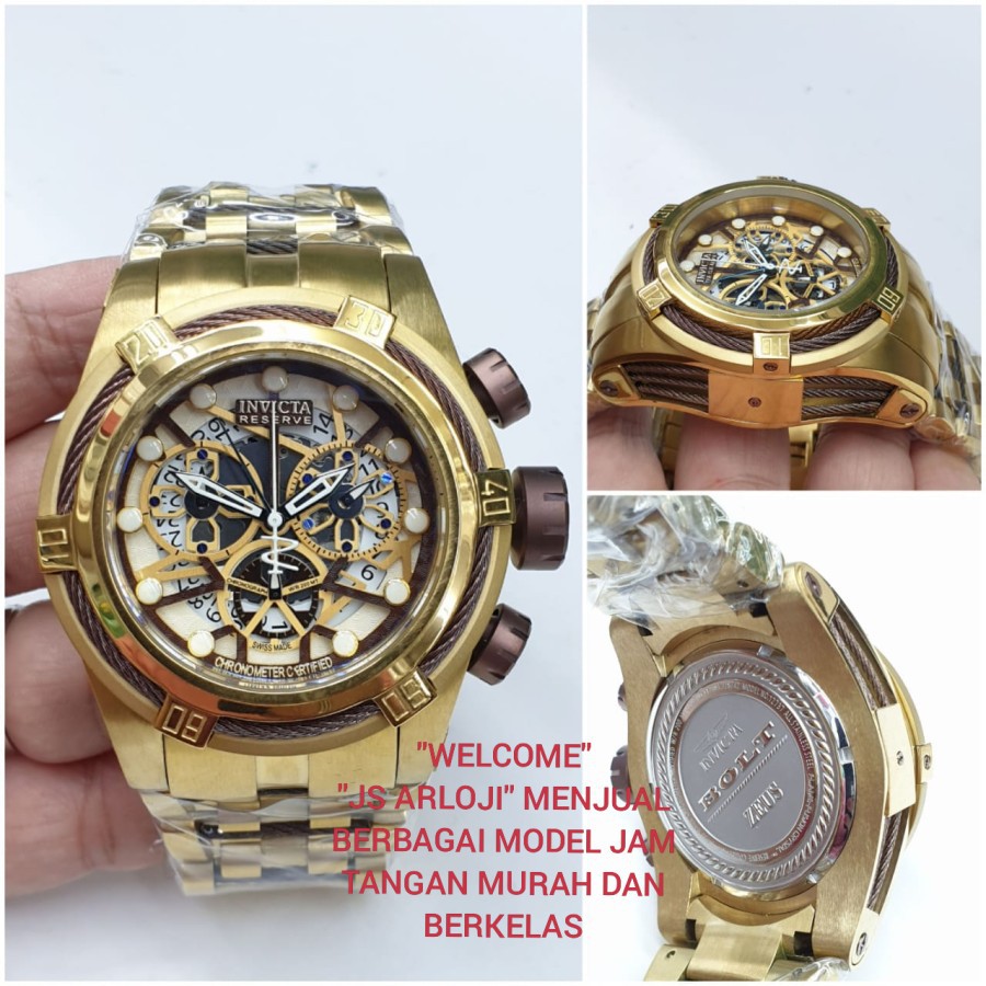 Promo JAM TANGAN PRIA/COWOK INVICTA BOLT ZEUS BEZEL KAWAT CHRONOGRAPH Garansi 1th