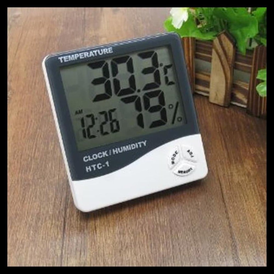 Termometer Suhu Hygrometer Digital Clock Humidity Kelembapan udara set Thermometer Jam Menit Celcius