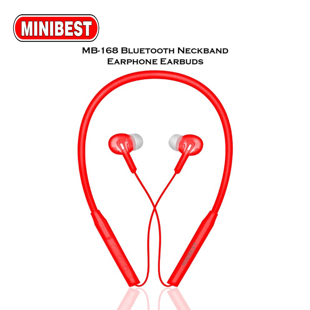 MB-168 TWS Headset Neckband Waterproof Bluetooth Sport Magnetik Wireless Bass Stereo Macaron