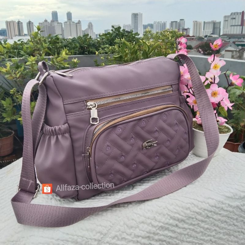 Alfaza,Tas slempang wanita 3ruang bordir lomcamp.25x22